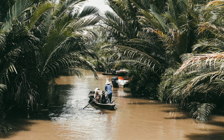 Rowing boat in the Mekong Delta