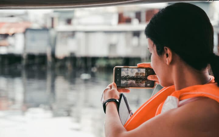 Taking picture on Les Rives Boat