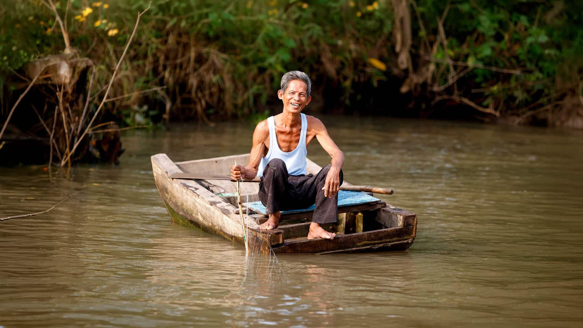Fisherman in Mekong Delta